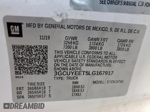 ✅ 2020 Chevrolet Silverado 1500 RST • VIN: 3GCUYEET5LG167917 • Lot: 68571565. Wystawiony na Copart z przebiegiem 119 328 mil. Bezpłatny archiwum sprzedaży aukcyjnych z USA i szczegółowy raport historii pojazdu na DreamBid. Zdjęcie 13.