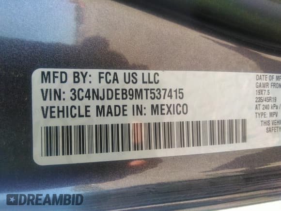 ✅ 2021 Jeep Compass 80th Anniversary • VIN: 3C4NJDEB9MT537415 • Lot: 43015710. Listed on IAAI with 53,283 mi. Free auction sales archive from the USA and detailed vehicle history report at DreamBid. Image 9.