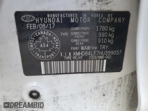 ✅ 2017 Hyundai Elantra SE • VIN: KMHD84LF7HU399037 • Lot: 69172705. Listed on Copart with 201,959 mi. Free auction sales archive from the USA and detailed vehicle history report at DreamBid. Image 12.