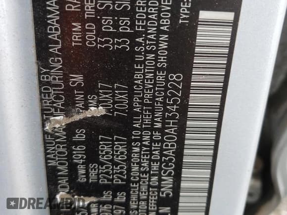 ✅ 2010 Hyundai Santa Fe GLS • VIN: 5NMSG3AB0AH345228 • Lot: 73937304. Listed on Copart with 193,881 mi. Free auction sales archive from the USA and detailed vehicle history report at DreamBid. Image 13.