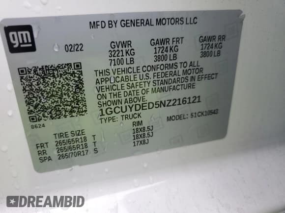 ✅ 2022 Chevrolet Silverado 1500 LT • VIN: 1GCUYDED5NZ216121 • Lot: 81733535. Wystawiony na Copart z przebiegiem 44 775 mil. Bezpłatny archiwum sprzedaży aukcyjnych z USA i szczegółowy raport historii pojazdu na DreamBid. Zdjęcie 12.