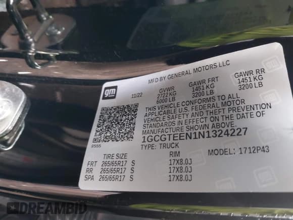 ✅ 2022 Chevrolet Colorado 4WD ZR2 • VIN: 1GCGTEEN1N1324227 • Lot: 42952485. Listed on IAAI with 37,896 mi. Free auction sales archive from the USA and detailed vehicle history report at DreamBid. Image 9.