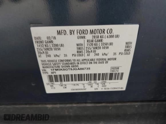 ✅ 2018 Ford Explorer Sport • VIN: 1FM5K8GT9JGA86735 • Lot: 43615141. Wystawiony na IAAI z przebiegiem 103 944 mil. Bezpłatny archiwum sprzedaży aukcyjnych z USA i szczegółowy raport historii pojazdu na DreamBid. Zdjęcie 9.