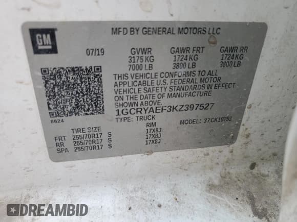 ✅ 2019 Chevrolet Silverado 1500 Work Truck • VIN: 1GCRYAEF3KZ397527 • Lot: 74936094. Wystawiony na Copart z przebiegiem 112 249 mil. Bezpłatny archiwum sprzedaży aukcyjnych z USA i szczegółowy raport historii pojazdu na DreamBid. Zdjęcie 13.