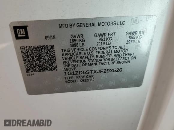 ✅ 2018 Chevrolet Malibu LT • VIN: 1G1ZD5STXJF293526 • Lot: 80521055. Listed on Copart with 79,265 mi. Free auction sales archive from the USA and detailed vehicle history report at DreamBid. Image 12.