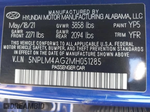 ✅ 2021 Hyundai Elantra SEL • VIN: 5NPLM4AG2MH051285 • Лот: 42801924. Опубликован ранее на IAAI с пробегом 67 415 миль. Бесплатный доступ к архиву аукционных продаж из США и подробный отчёт об истории автомобиля на DreamBid. Изображение 9.