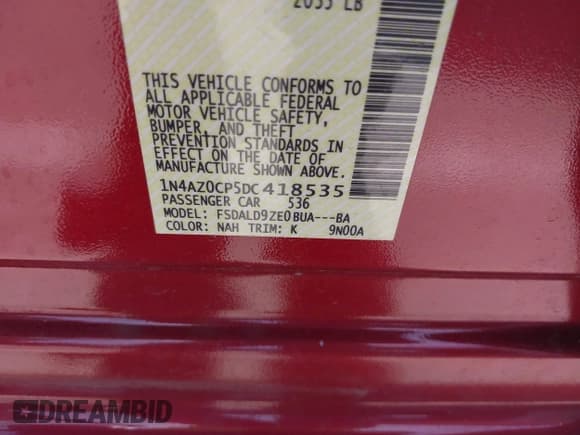 ✅ 2013 Nissan LEAF SL • VIN: 1N4AZ0CP5DC418535 • Lot: 42084970. Listed on IAAI with 51,361 mi. Free auction sales archive from the USA and detailed vehicle history report at DreamBid. Image 9.