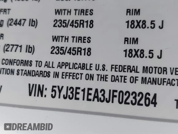 ✅ 2018 Tesla Model 3 Long Range Battery • VIN: 5YJ3E1EA3JF023264 • Lot: 43398568. Wystawiony na IAAI z przebiegiem 68 348 mil. Bezpłatny archiwum sprzedaży aukcyjnych z USA i szczegółowy raport historii pojazdu na DreamBid. Zdjęcie 9.