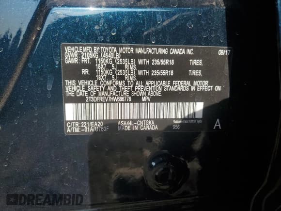 ✅ 2017 Toyota RAV4 Limited • VIN: 2T3DFREV7HW686778 • Lot: 90839925. Wystawiony na Copart z przebiegiem 90 269 mil. Bezpłatny archiwum sprzedaży aukcyjnych z USA i szczegółowy raport historii pojazdu na DreamBid. Zdjęcie 13.
