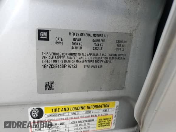 2011 Chevrolet Malibu 1LT z VIN 1G1ZC5E14BF197423, wystawiony jako Copart lot #67266835 z przebiegiem 154 104 mil mil oraz Szkoda całkowita • Salvage title. Historia ofert i sprzedaży dostępna na DreamBid. Obrazek 13.