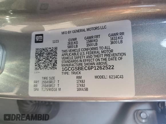 ✅ 2023 Chevrolet Colorado 2WD Work Truck • VIN: 1GCGSBEC6P1262522 • Лот: 76331314. Опубликован ранее на Copart с пробегом Не указан. Бесплатный доступ к архиву аукционных продаж из США и подробный отчёт об истории автомобиля на DreamBid. Изображение 12.