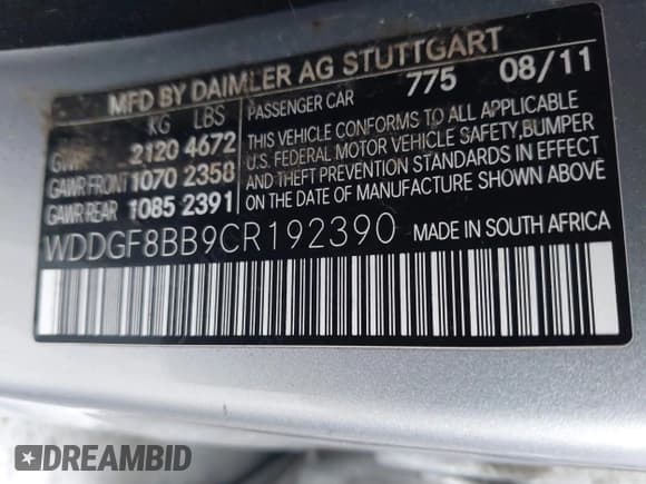 ✅ 2012 Mercedes-Benz C 300 Sport • VIN: WDDGF8BB9CR192390 • Lot: 43807856. Wystawiony na IAAI z przebiegiem 210 256 mil. Bezpłatny archiwum sprzedaży aukcyjnych z USA i szczegółowy raport historii pojazdu na DreamBid. Zdjęcie 9.