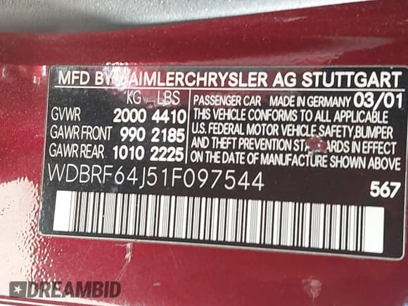 ✅ 2001 Mercedes-Benz C 320 • VIN: WDBRF64J51F097544 • Lot: 42632467. Wystawiony na IAAI z przebiegiem 108 560 mil. Bezpłatny archiwum sprzedaży aukcyjnych z USA i szczegółowy raport historii pojazdu na DreamBid. Zdjęcie 9.