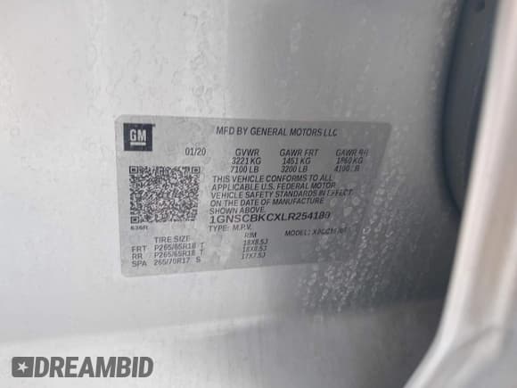 ✅ 2020 Chevrolet Tahoe LT • VIN: 1GNSCBKCXLR254180 • Lot: 43290464. Wystawiony na IAAI z przebiegiem 109 701 mil. Bezpłatny archiwum sprzedaży aukcyjnych z USA i szczegółowy raport historii pojazdu na DreamBid. Zdjęcie 9.