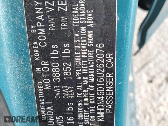 ✅ 2006 Hyundai Elantra GLS • VIN: KMHDN46D16U262076 • Lot: 54564445. Wystawiony na Copart z przebiegiem 62 326 mil. Bezpłatny archiwum sprzedaży aukcyjnych z USA i szczegółowy raport historii pojazdu na DreamBid. Zdjęcie 12.