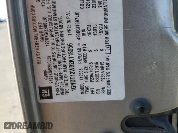 2002 Chevrolet Blazer LS z VIN 1GNDT13W32K118556, wystawiony jako Copart lot #80883814 z przebiegiem 200 632 mil mil oraz Szkoda całkowita • Salvage title. Historia ofert i sprzedaży dostępna na DreamBid. Obrazek 15.