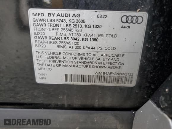 ✅ 2022 Audi SQ5 Premium Plus • VIN: WA1B4AFY2N2092122 • Лот: 66394155. Опубликован ранее на Copart с пробегом 25 888 миль. Бесплатный доступ к архиву аукционных продаж из США и подробный отчёт об истории автомобиля на DreamBid. Изображение 13.
