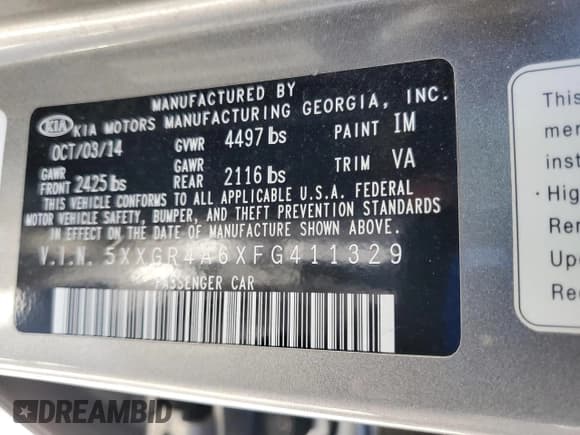 ✅ 2015 Kia Optima SXL Turbo • VIN: 5XXGR4A6XFG411329 • Lot: 84580855. Wystawiony na Copart z przebiegiem 159 109 mil. Bezpłatny archiwum sprzedaży aukcyjnych z USA i szczegółowy raport historii pojazdu na DreamBid. Zdjęcie 12.