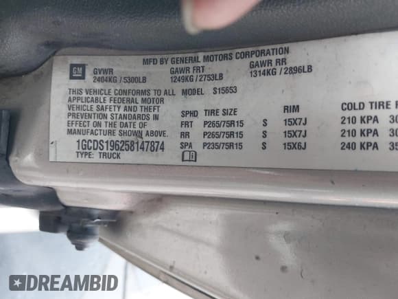 ✅ 2005 Chevrolet Colorado LS Z71 • VIN: 1GCDS196258147874 • Лот: 43682711. Опубликован ранее на IAAI с пробегом 269 103 миль. Бесплатный доступ к архиву аукционных продаж из США и подробный отчёт об истории автомобиля на DreamBid. Изображение 9.