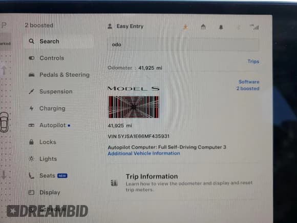 ✅ 2021 Tesla Model S Plaid • VIN: 5YJSA1E66MF435931 • Lot: 45583255. Listed on Copart with 41,925 mi. Free auction sales archive from the USA and detailed vehicle history report at DreamBid. Image 9.