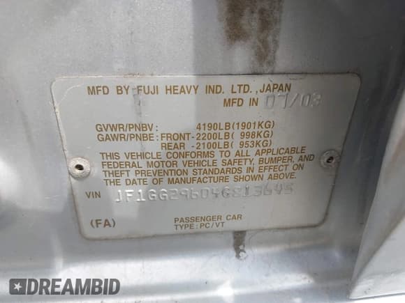 ✅ 2004 Subaru Impreza WRX Special Sports • VIN: JF1GG29604G813645 • Лот: 42856682. Опубликован ранее на IAAI с пробегом 175 180 миль. Бесплатный доступ к архиву аукционных продаж из США и подробный отчёт об истории автомобиля на DreamBid. Изображение 9.