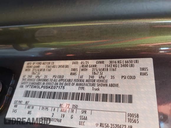 ✅ 2025 Ford F-150 XLT • VIN: 1FTEW3LP0SKE07175 • Лот: 43777927. Опубликован ранее на IAAI с пробегом 14 194 миль. Бесплатный доступ к архиву аукционных продаж из США и подробный отчёт об истории автомобиля на DreamBid. Изображение 9.