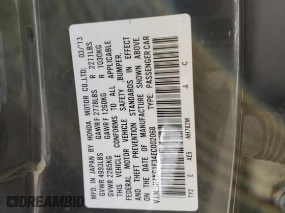 ✅ 2014 Acura RLX • VIN: JH4KC1F34EC002068 • Lot: 74564724. Listed on Copart with Not provided. Free auction sales archive from the USA and detailed vehicle history report at DreamBid. Image 12.