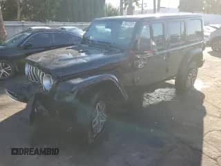 2025 Jeep Wrangler Sahara with VIN 1C4PJXENXSW555434, listed as a Copart auction lot 84265865 with 7,156 mi miles and Clean title. Bid and sale history available at DreamBid. Image 1.