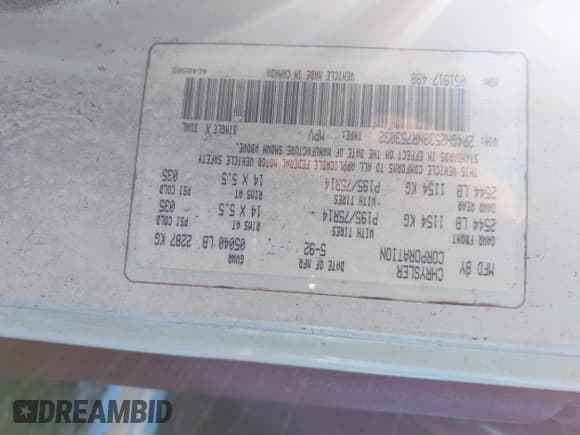 ✅ 1992 Plymouth Voyager • VIN: 2P4GH2538NR753032 • Lot: 43301835. Wystawiony na IAAI z przebiegiem 148 776 mil. Bezpłatny archiwum sprzedaży aukcyjnych z USA i szczegółowy raport historii pojazdu na DreamBid. Zdjęcie 9.