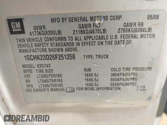 ✅ 2006 Chevrolet Silverado 2500HD LT3 • VIN: 1GCHK23D26F251258 • Лот: 41717697. Опубликован ранее на IAAI с пробегом Не указан. Бесплатный доступ к архиву аукционных продаж из США и подробный отчёт об истории автомобиля на DreamBid. Изображение 9.