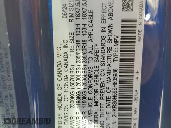 ✅ 2025 Honda CR-V Sport • VIN: 2HKRS6H59SH805988 • Lot: 57728885. Wystawiony na Copart z przebiegiem 9 178 mil. Bezpłatny archiwum sprzedaży aukcyjnych z USA i szczegółowy raport historii pojazdu na DreamBid. Zdjęcie 14.