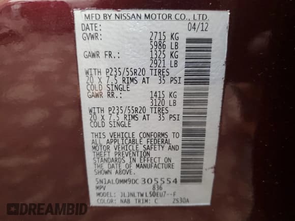 ✅ 2013 Infiniti JX35 • VIN: 5N1AL0MM9DC305554 • Лот: 92495905. Опубликован ранее на Copart с пробегом 165 620 миль. Бесплатный доступ к архиву аукционных продаж из США и подробный отчёт об истории автомобиля на DreamBid. Изображение 13.