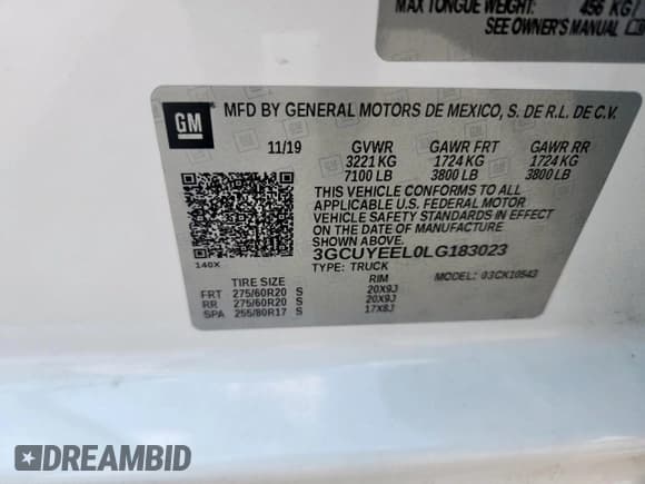 ✅ 2020 Chevrolet Silverado 1500 RST • VIN: 3GCUYEEL0LG183023 • Лот: 70036155. Опубликован ранее на Copart с пробегом 64 717 миль. Бесплатный доступ к архиву аукционных продаж из США и подробный отчёт об истории автомобиля на DreamBid. Изображение 12.