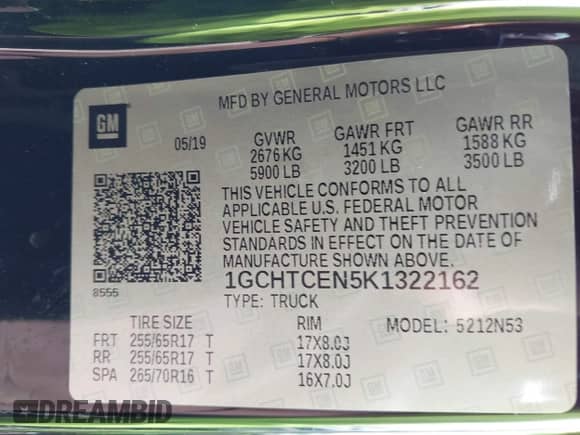 2019 Chevrolet Colorado 4WD LT с VIN 1GCHTCEN5K1322162, выставлен на аукционе IAAI как лот 42790846 с пробегом 64 723 миль миль и . История ставок и продаж доступна на DreamBid. Изображение 9.