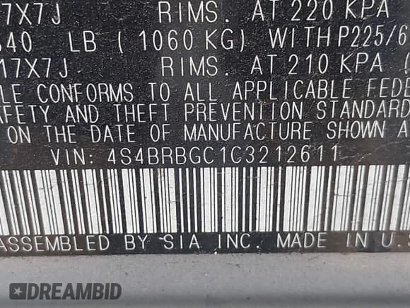 ✅ 2012 Subaru Outback Prem • VIN: 4S4BRBGC1C3212611 • Лот: 43265981. Опубликован ранее на IAAI с пробегом 129 382 миль. Бесплатный доступ к архиву аукционных продаж из США и подробный отчёт об истории автомобиля на DreamBid. Изображение 9.