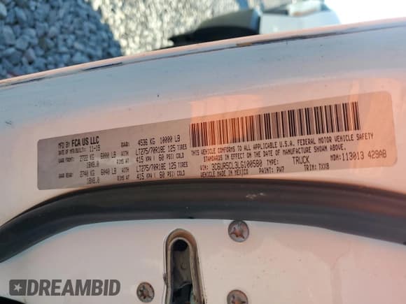 ✅ 2020 Ram 2500 Tradesman • VIN: 3C6UR5CL3LG100580 • Lot: 93632155. Listed on Copart with 2,862 mi. Free auction sales archive from the USA and detailed vehicle history report at DreamBid. Image 12.