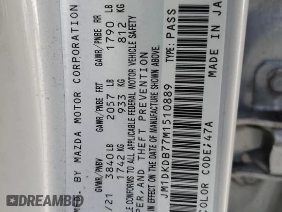 ✅ 2021 Mazda CX-3 Sport • VIN: JM1DKDB77M1510889 • Лот: 80669855. Опубликован ранее на Copart с пробегом 58 985 миль. Бесплатный доступ к архиву аукционных продаж из США и подробный отчёт об истории автомобиля на DreamBid. Изображение 13.
