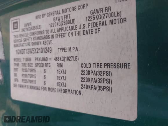 1999 Chevrolet Blazer LT с VIN 1GNDT13W5X2131249, выставлен на аукционе IAAI как лот 42306564 с пробегом 162 149 миль миль и . История ставок и продаж доступна на DreamBid. Изображение 9.