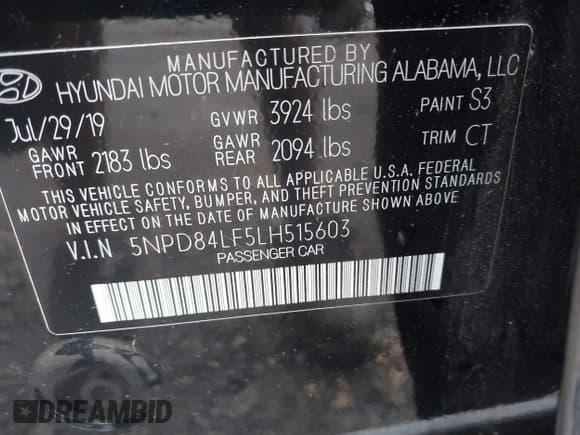 ✅ 2020 Hyundai Elantra SEL • VIN: 5NPD84LF5LH515603 • Lot: 43279931. Listed on IAAI with 22,899 mi. Free auction sales archive from the USA and detailed vehicle history report at DreamBid. Image 9.
