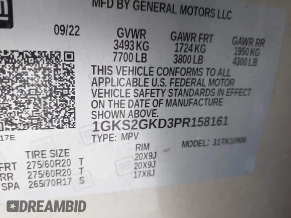 ✅ 2023 GMC Yukon XL SLT • VIN: 1GKS2GKD3PR158161 • Лот: 42800828. Опубликован ранее на IAAI с пробегом 83 506 миль. Бесплатный доступ к архиву аукционных продаж из США и подробный отчёт об истории автомобиля на DreamBid. Изображение 9.