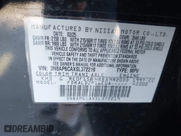 ✅ 2025 Nissan Kicks SV • VIN: 3N8AP6CAXSL372219 • Lot: 43230427. Listed on IAAI with 4,418 mi. Free auction sales archive from the USA and detailed vehicle history report at DreamBid. Image 9.