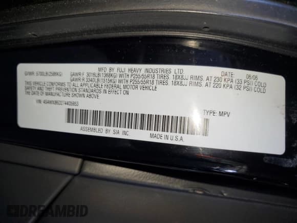 ✅ 2007 Subaru Tribeca Limited • VIN: 4S4WX86D274405953 • Lot: 52155315. Wystawiony na Copart z przebiegiem 114 360 mil. Bezpłatny archiwum sprzedaży aukcyjnych z USA i szczegółowy raport historii pojazdu na DreamBid. Zdjęcie 13.