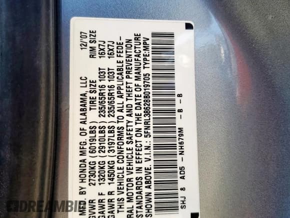 ✅ 2008 Honda Odyssey EX-L • VIN: 5FNRL38628B019705 • Лот: 92953615. Опубликован ранее на Copart с пробегом 230 210 миль. Бесплатный доступ к архиву аукционных продаж из США и подробный отчёт об истории автомобиля на DreamBid. Изображение 13.