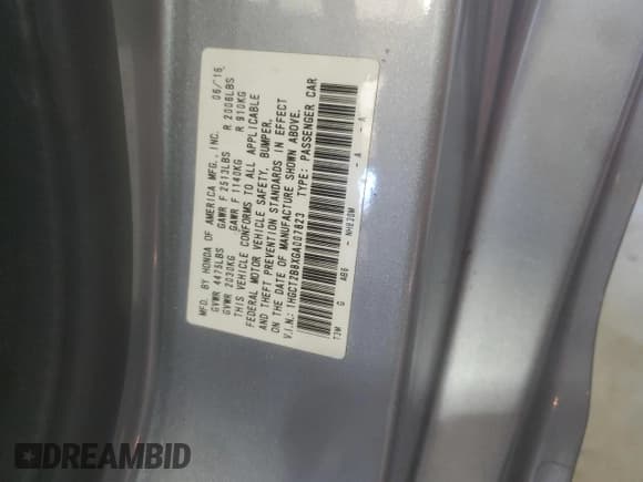 ✅ 2016 Honda Accord EX-L • VIN: 1HGCT2B8XGA007823 • Лот: 91660905. Опубликован ранее на Copart с пробегом 110 029 миль. Бесплатный доступ к архиву аукционных продаж из США и подробный отчёт об истории автомобиля на DreamBid. Изображение 13.