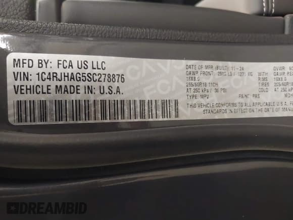 ✅ 2025 Jeep Grand Cherokee Altitude X • VIN: 1C4RJHAG5SC278876 • Лот: 42261321. Опубликован ранее на IAAI с пробегом 819 миль. Бесплатный доступ к архиву аукционных продаж из США и подробный отчёт об истории автомобиля на DreamBid. Изображение 9.