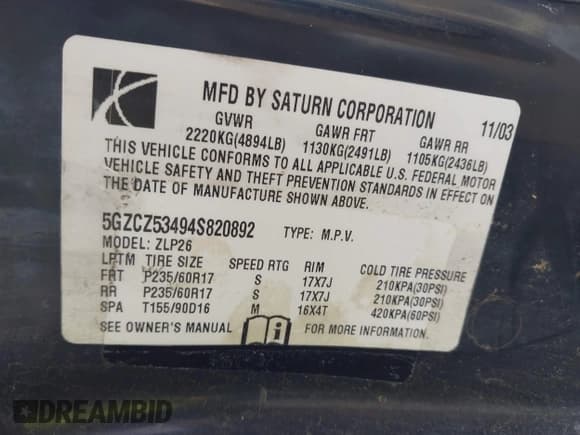 ✅ 2004 Saturn VUE V6 • VIN: 5GZCZ53494S820892 • Lot: 43090072. Wystawiony na IAAI z przebiegiem 154 882 mil. Bezpłatny archiwum sprzedaży aukcyjnych z USA i szczegółowy raport historii pojazdu na DreamBid. Zdjęcie 9.