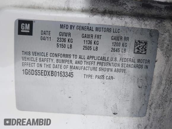 ✅ 2011 Cadillac CTS Premium • VIN: 1G6DS5EDXB0163345 • Lot: 43909070. Listed on IAAI with 205,342 mi. Free auction sales archive from the USA and detailed vehicle history report at DreamBid. Image 9.