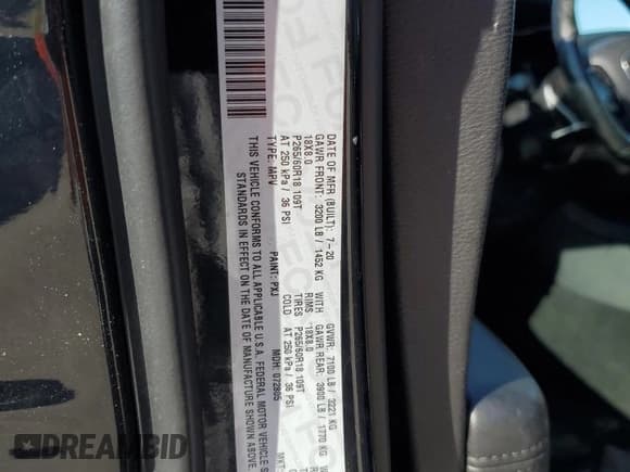 ✅ 2020 Dodge Durango Pursuit • VIN: 1C4SDJFT0LC381792 • Lot: 81815465. Wystawiony na Copart z przebiegiem 49 381 mil. Bezpłatny archiwum sprzedaży aukcyjnych z USA i szczegółowy raport historii pojazdu na DreamBid. Zdjęcie 12.