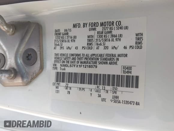 ✅ 2015 Ford Transit Connect XLT • VIN: NM0LS7FX1F1218579 • Lot: 42287416. Listed on IAAI with 164,314 mi. Free auction sales archive from the USA and detailed vehicle history report at DreamBid. Image 9.