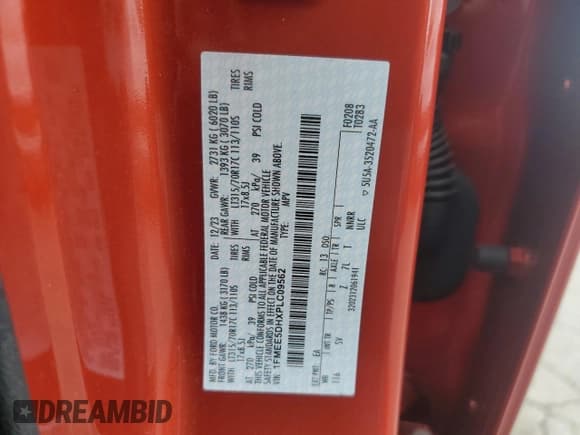 ✅ 2023 Ford Bronco • VIN: 1FMEE5DHXPLC09562 • Лот: 63017865. Опубликован ранее на Copart с пробегом 7 357 миль. Бесплатный доступ к архиву аукционных продаж из США и подробный отчёт об истории автомобиля на DreamBid. Изображение 13.